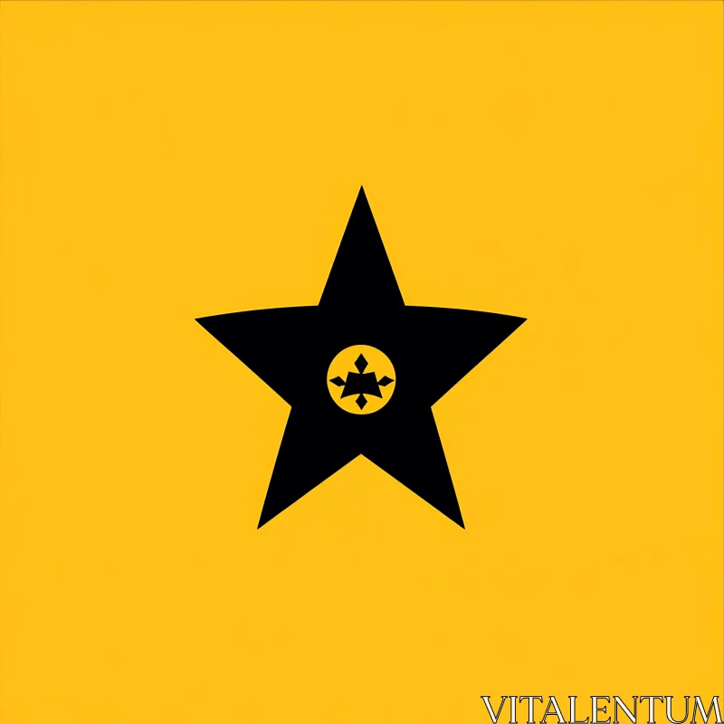 Geometric Star Art on Yellow AI Image