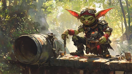 Forest Goblin with Metal Barrel