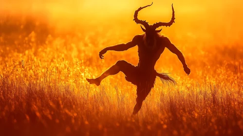 Mythical Creature Dancing in Sunset