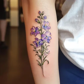 Delicate Purple Flower Tattoo