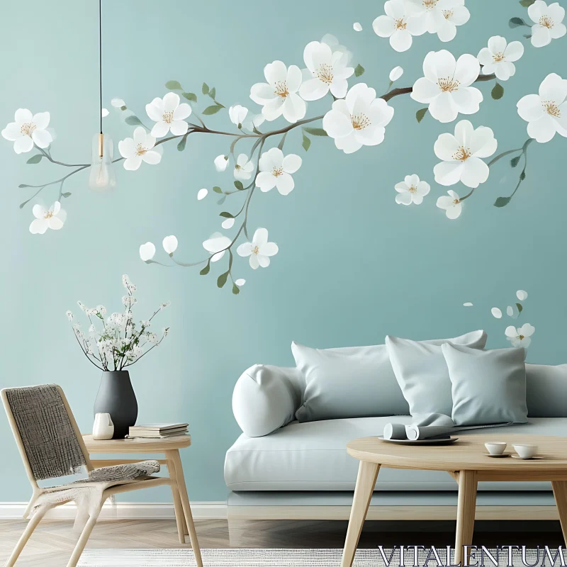 AI ART Floral Wall Art in Modern Interior