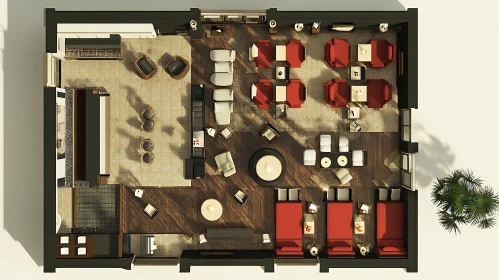 Sophisticated Interior Space: Overhead View