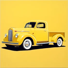 Classic Yellow Truck on Yellow Background