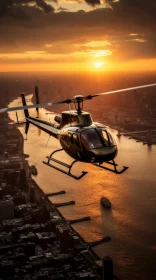 Captivating Sunset Helicopter Scene in Manhattan - Gritty Elegance