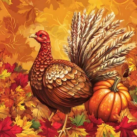 Thanksgiving Turkey with Fall Foliage