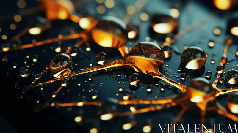 Golden Droplets on Technological Surface | Industrial Design Art AI Image