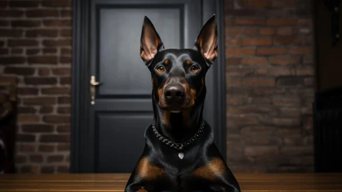 Moody Chiaroscuro Portrait of a Doberman Puppy
