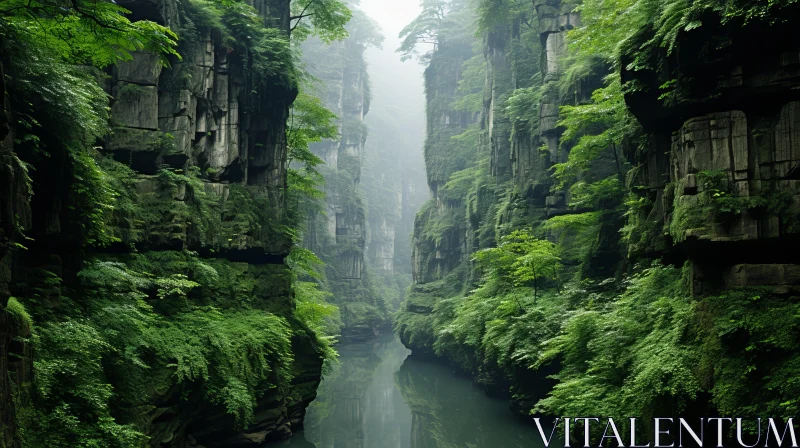 Tranquil Canyon in Taiwan, China - Ethereal and Serene Nature Scene AI Image