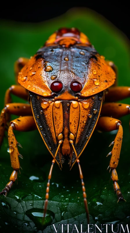 Yellow Insect with Red Eyes: A Portrait in Rain AI Image