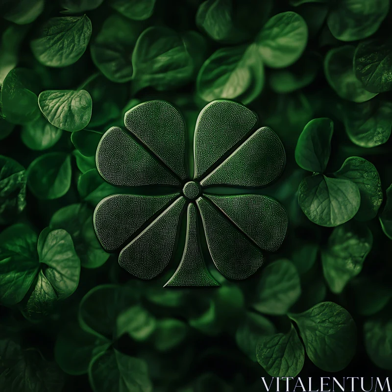 Four-Leaf Clover with Detailed Texture AI Image