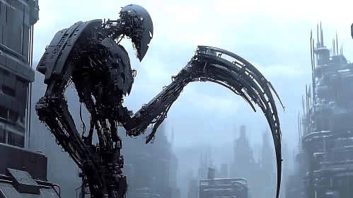 Cybernetic Giant in Urban Future