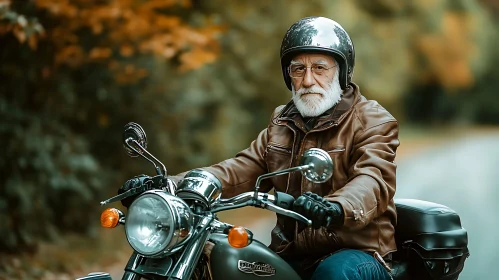 Senior Motorcyclist on Scenic Route
