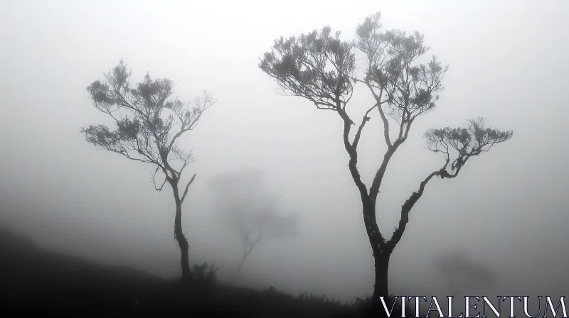 Misty Trees Landscape AI Image