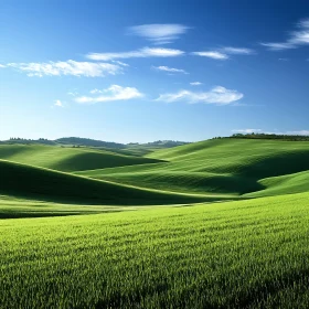 Scenic Green Field Under Blue Sky