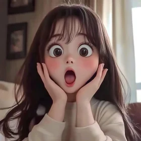 Surprised Cartoon Girl Digital Art