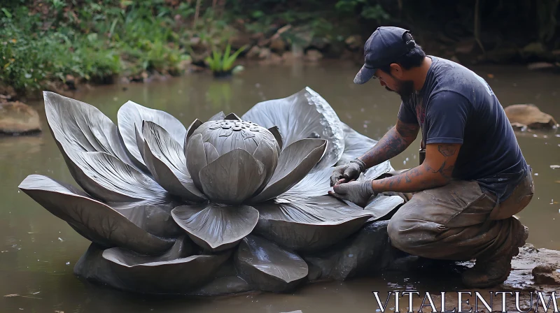 Lotus Sculpture in Progress AI Image