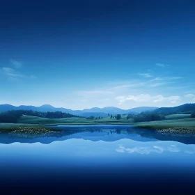 Peaceful Lake and Mountain View