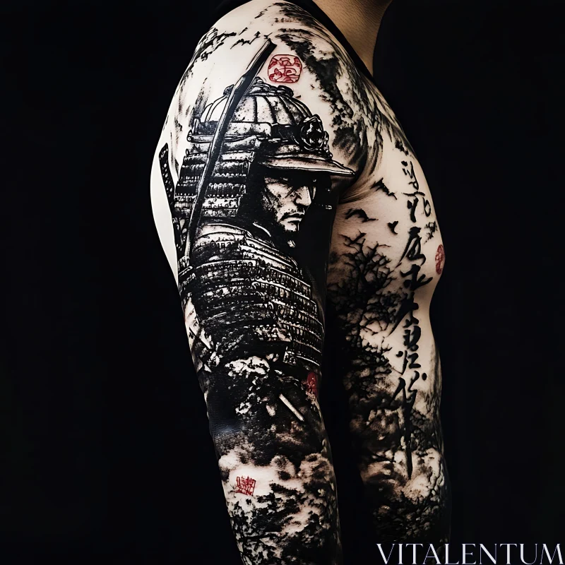 Samurai Warrior Tattoo Sleeve Design AI Image