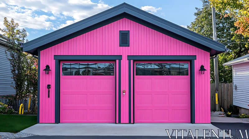 Unique Pink Garage Exterior AI Image