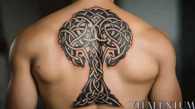 Detailed Celtic Knot Tree Tattoo AI Image