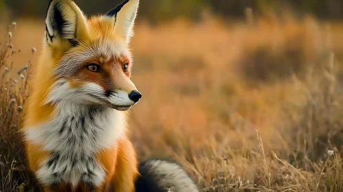 Wild Fox in Autumn Meadow