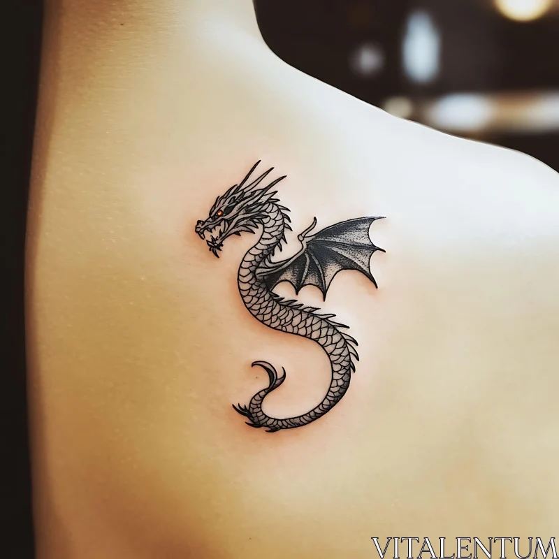 Intricate Dragon Tattoo in Black Ink AI Image