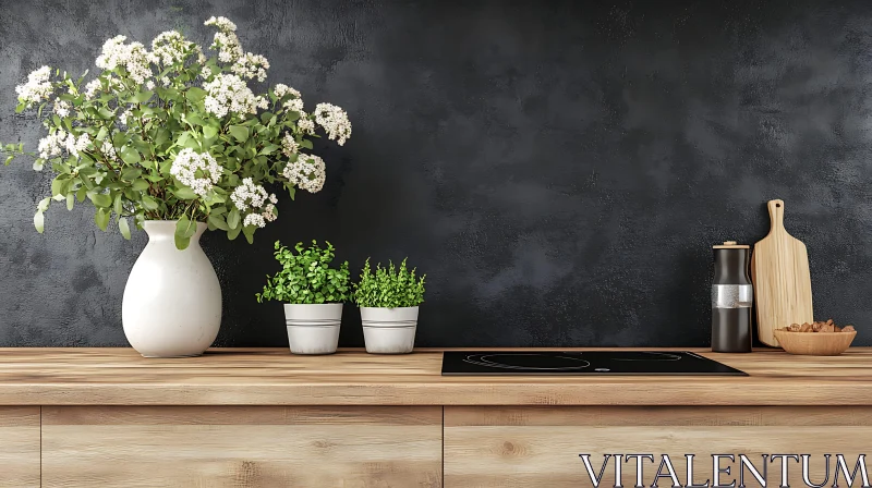 AI ART Floral Arrangement on Kitchen Countertop