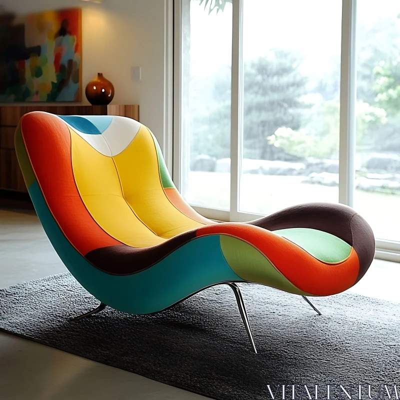 AI ART Modern Chair with Vibrant Color Palette