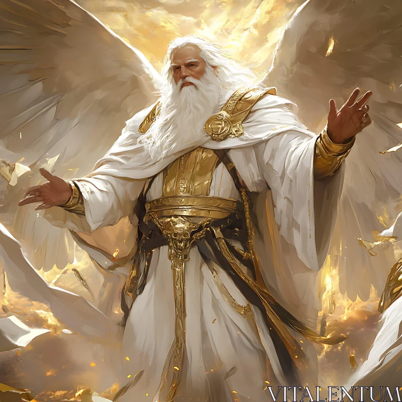 Serene Angelic Figure in Golden Light AI Image