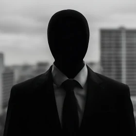 Faceless Figure in Suit: Urban Mystery