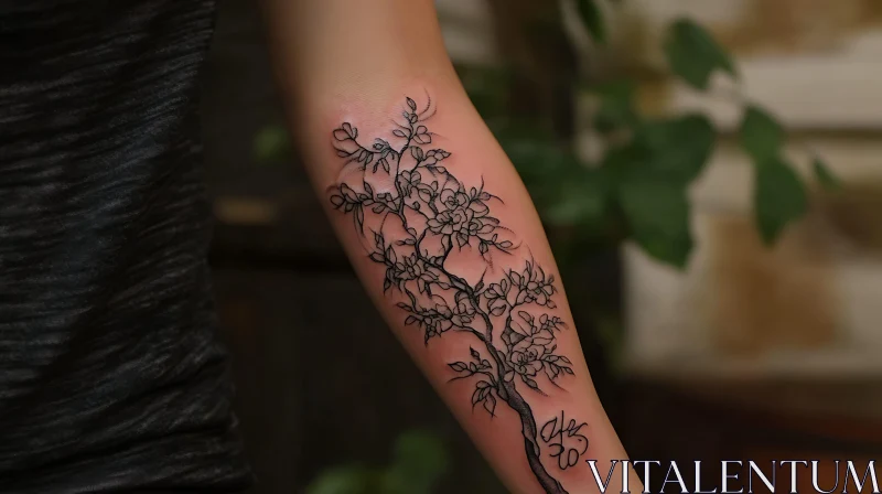 Intricate Tree Tattoo Design on Arm AI Image