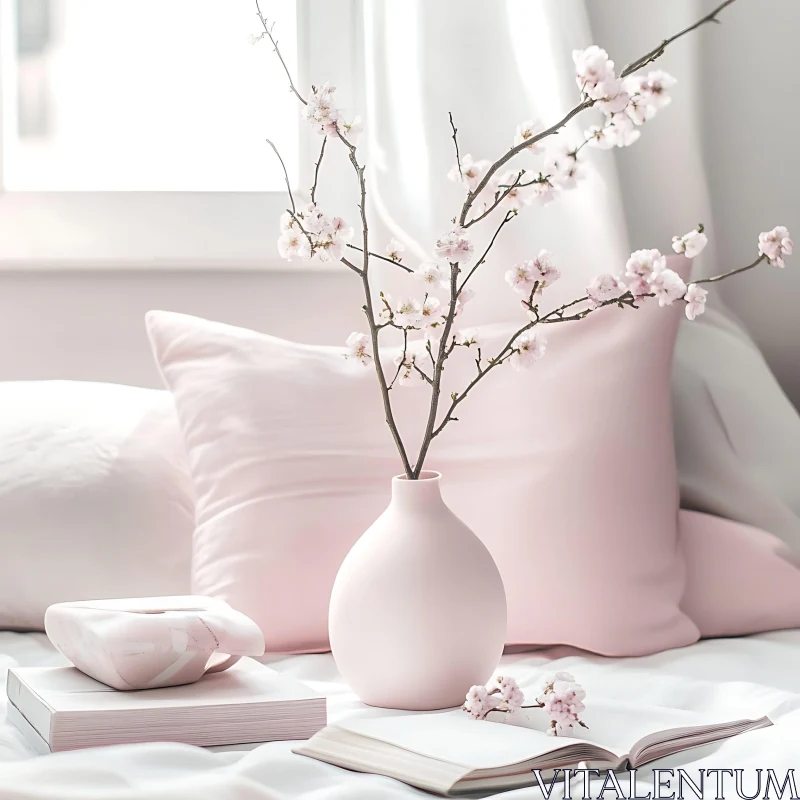 AI ART Cherry Blossoms and Soft Pink Hues