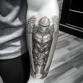 Winged Knight Tattoo Design
