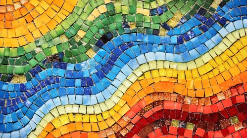 Abstract Mosaic of Wavy Color Tiles