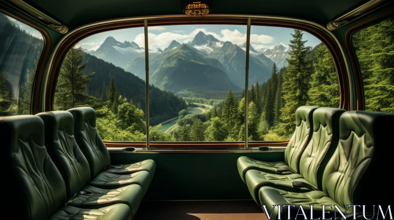 Captivating Nature Depictions: Green Leather Chairs on a Train AI Image