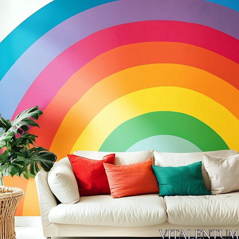 Colorful Rainbow Interior Design AI Image