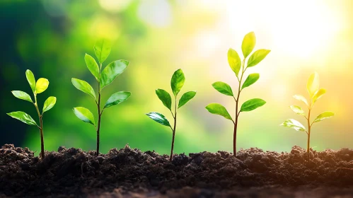 Emerging Seedlings in Soil