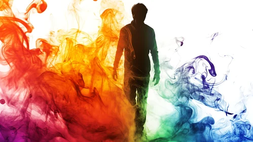 Man in Colorful Smoke