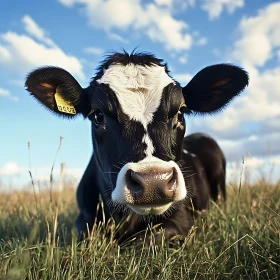 Cow in Field Portrait