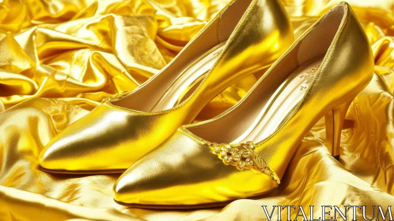 Exquisite Gold High Heels - A Symbol of Elegance and Luxury AI Image