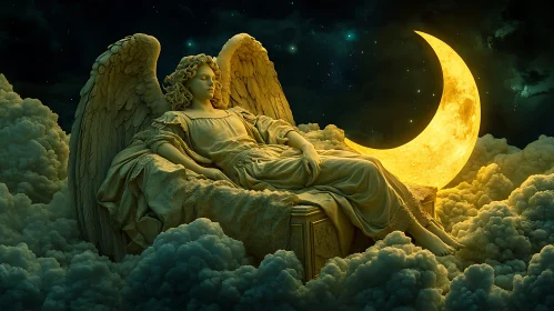 Angel in repose under the moonlight
