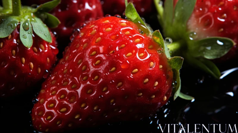 Striking Contrasts: Strawberries on Dark Surface AI Image