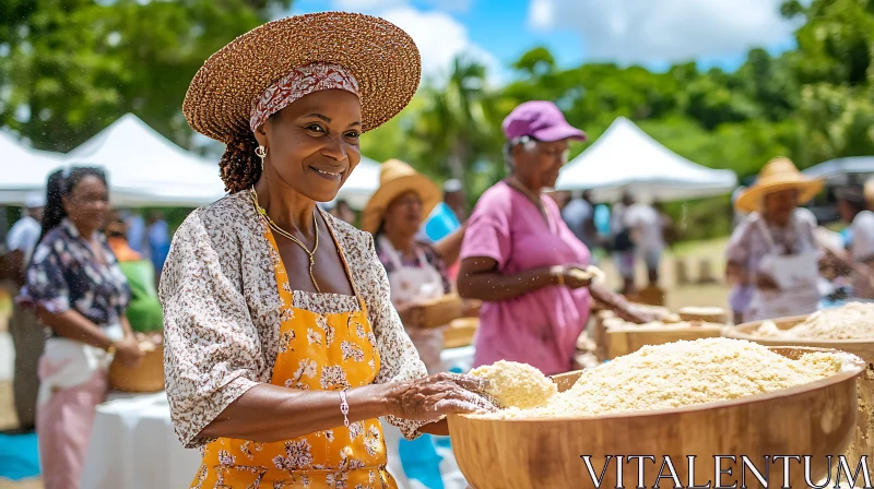 Community Culinary Traditions at an Outdoor Market AI Image