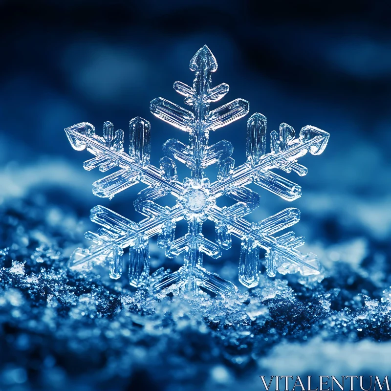 Close-Up of an Intricately Detailed Snowflake AI Image