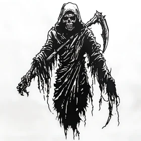 Monochrome Grim Reaper Illustration