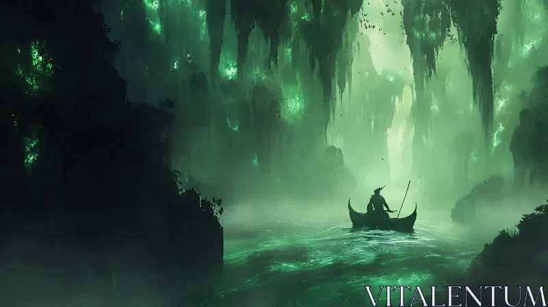 AI ART Mystical River Journey in a Dark World