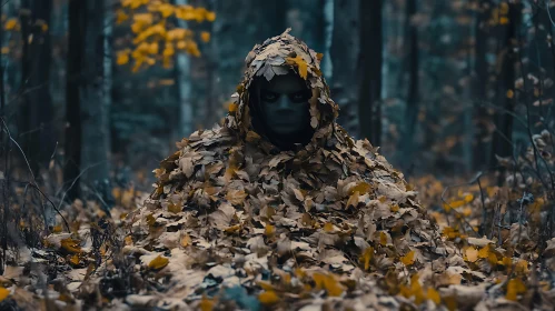 Autumnal Cloaked Figure in the Woods