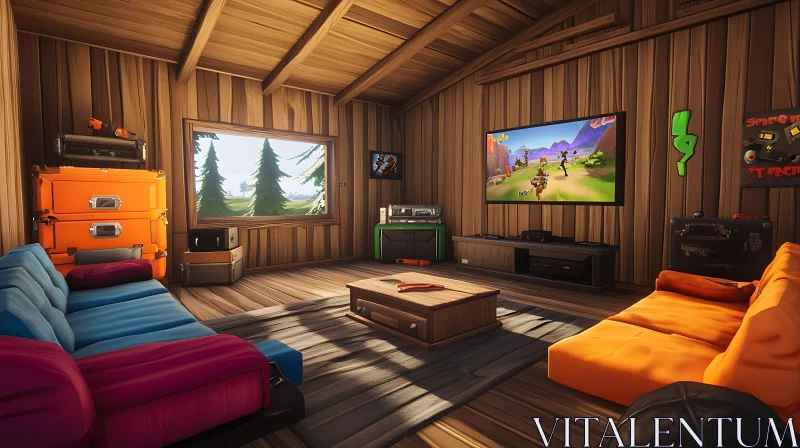 Rustic Cabin Interior Design AI Image