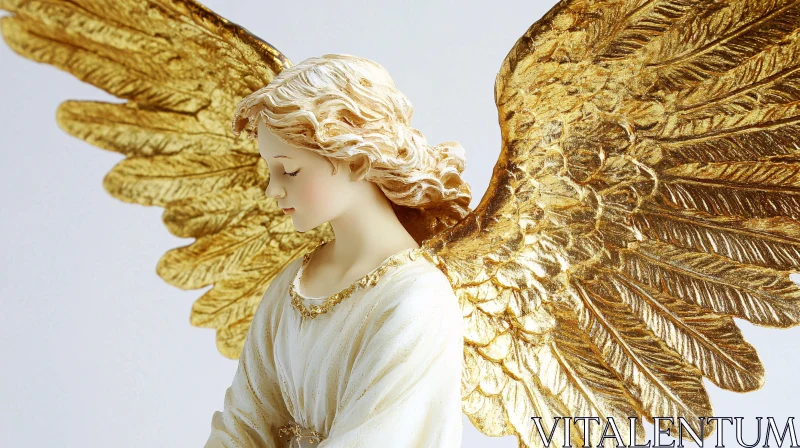 AI ART Peaceful Angel with Golden Wings