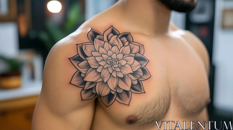 Detailed Flower Tattoo Design on Shoulder AI Image